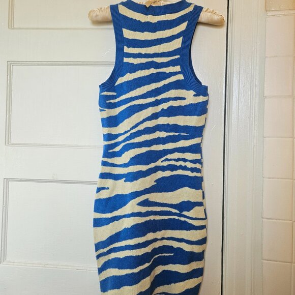 Blue tiger striped knit mini dress - Picture 3 of 3